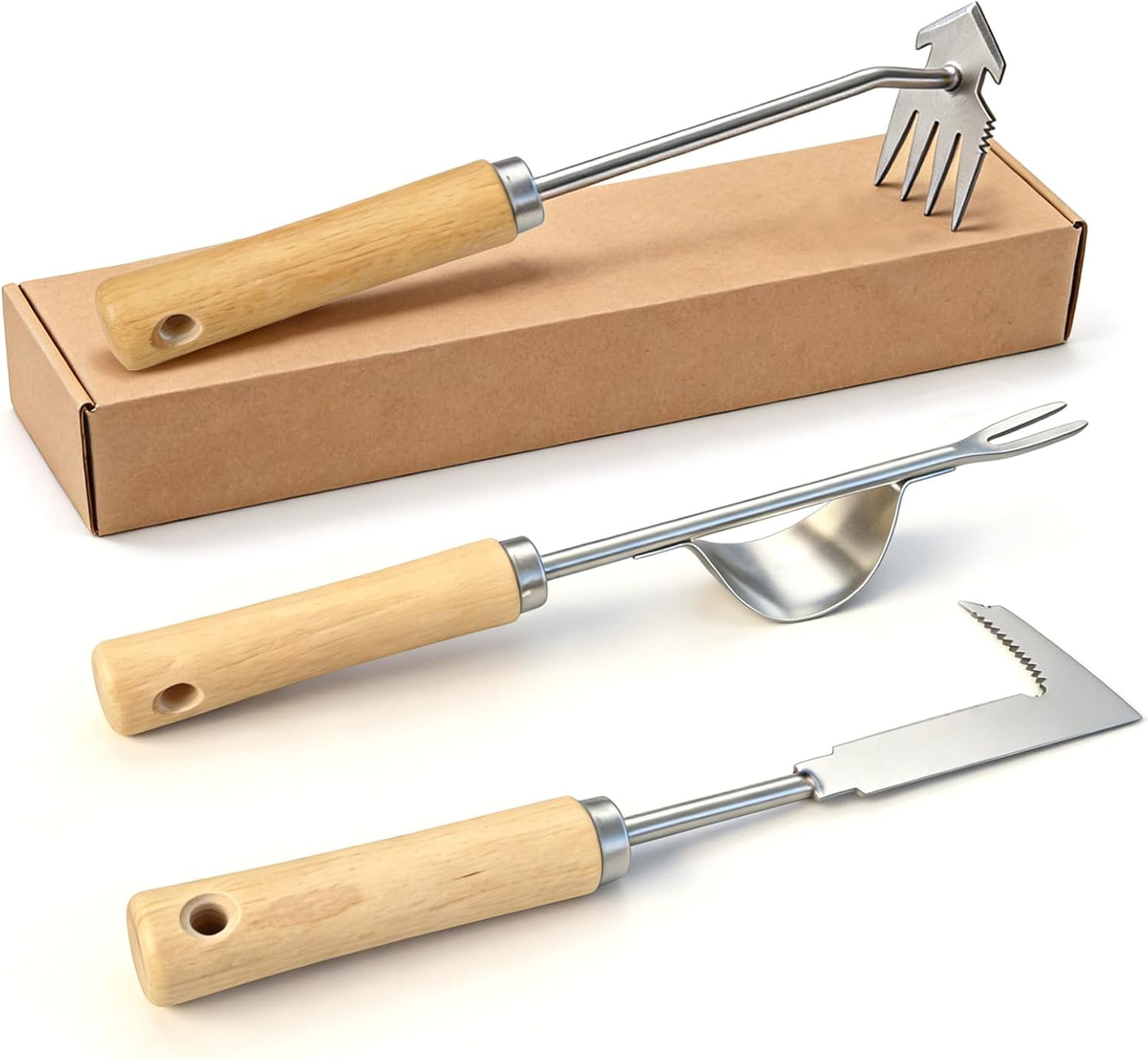 Extractor malezas set 3 herramientas jardín 4 dientes