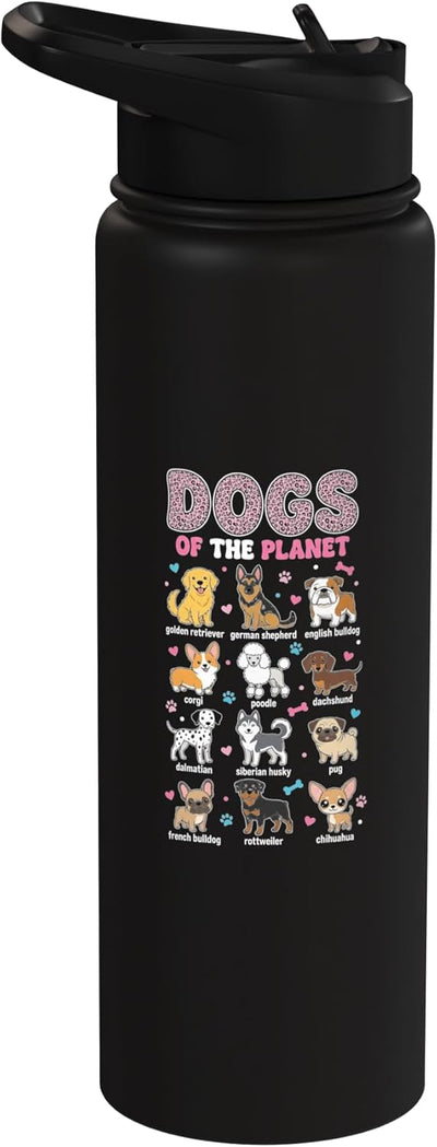 Bottella de agua acero inoxidable ilustrada perros educativos