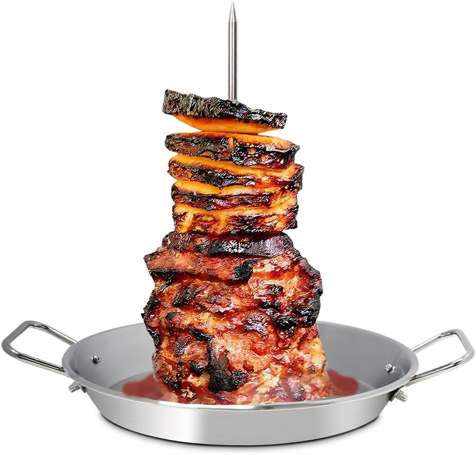 Brocheta vertical Al Pastor para asador con 2 picos 8 y 10 pulg