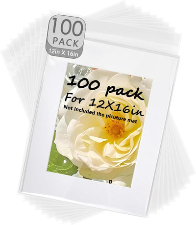 100 Bolsas Transparentes 12x16pulg para Enmarcar Fotos