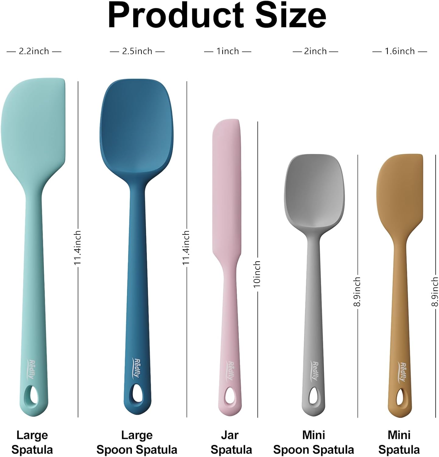 Set 5 Espátulas Silicón Grado Alimenticio Antiadherente