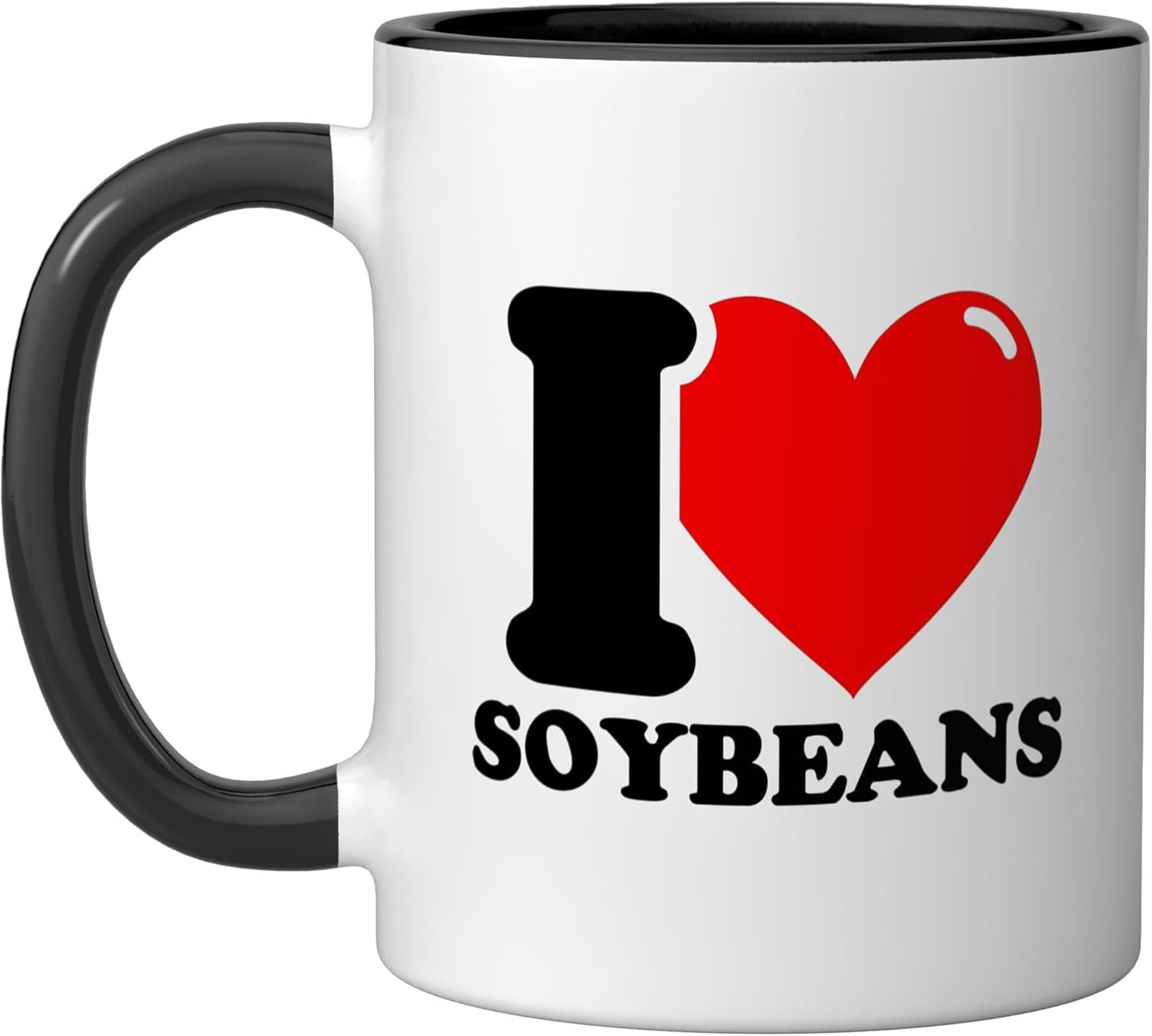 Taza cerámica para soja I Love Soybeans negra/blanca