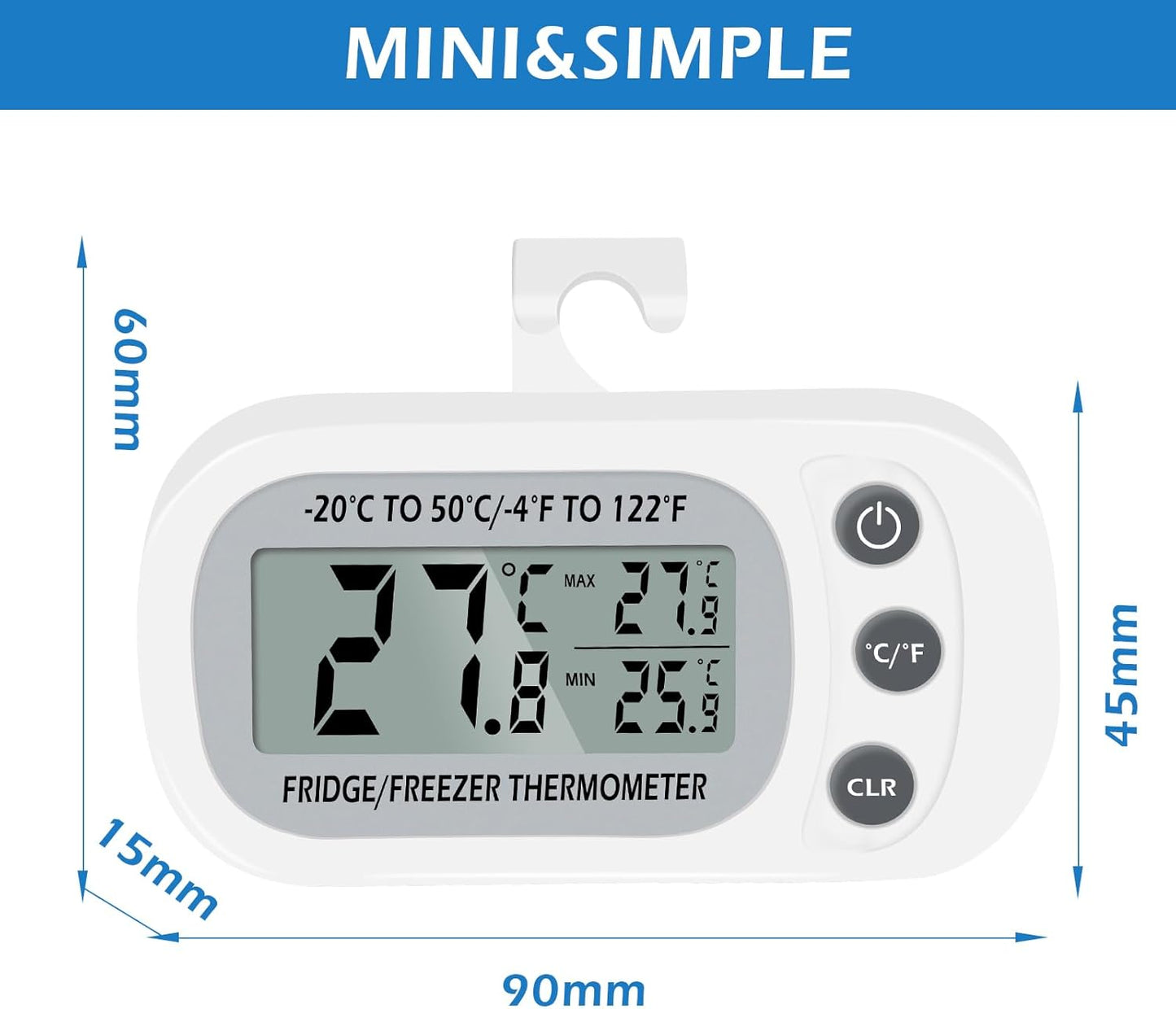 Termómetro digital frigorífico pantalla LCD max/min