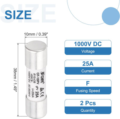 Fusible solar 1000V 25A retardo tiempo para sistemas DIY