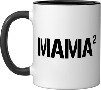 Taza Cerámica para Mamá de Dos Niños Negro/Blanco
