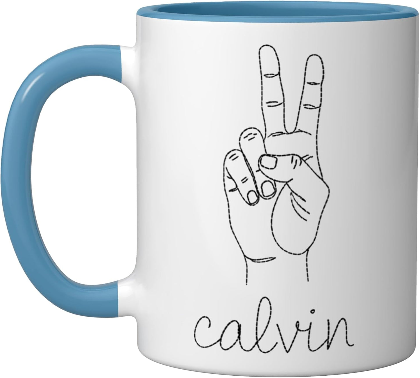 Taza cerámica Calvin Peace Sign para niños azul/blanco