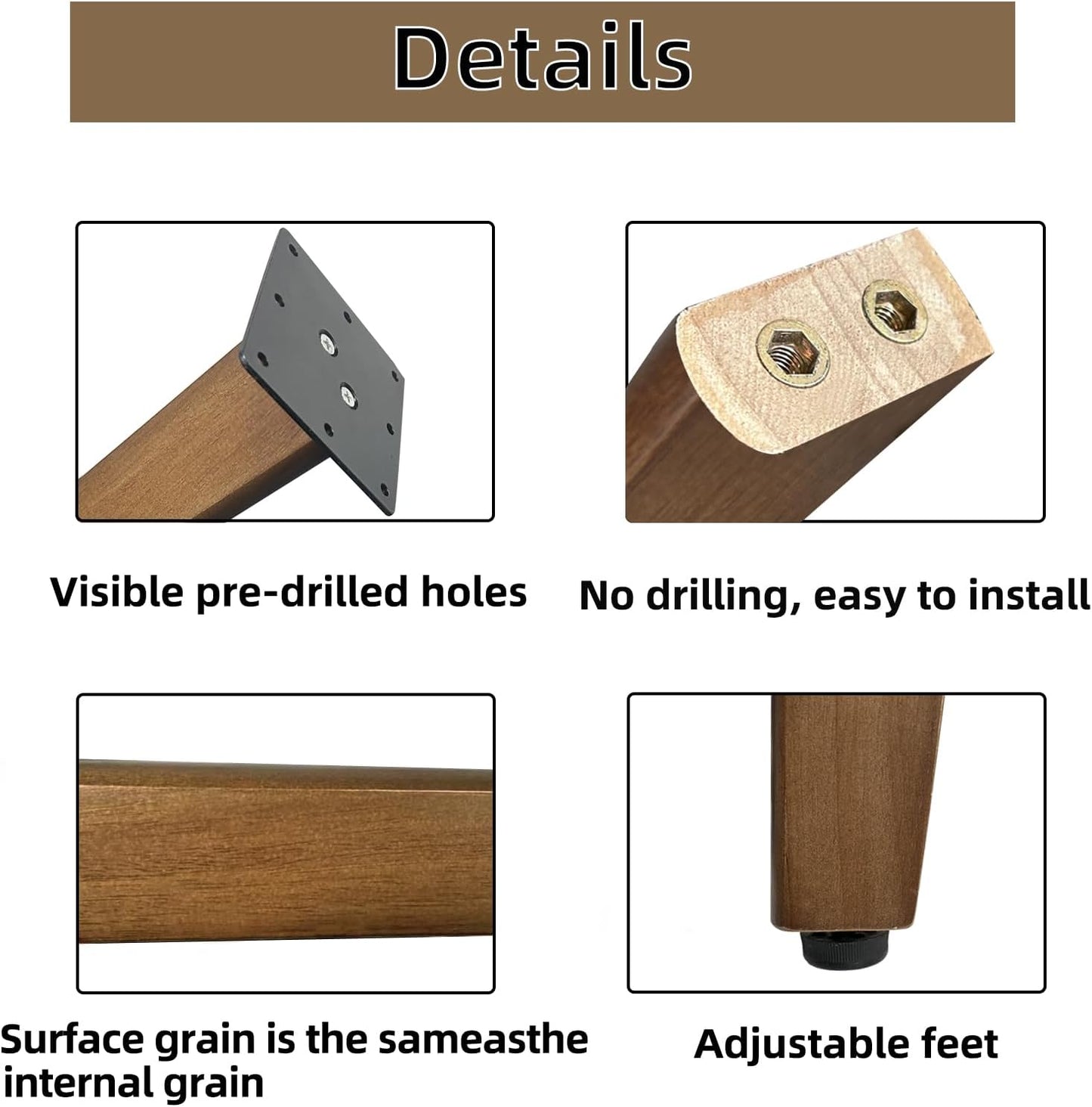 Patas mesa inclinadas madera 28pulg juego 4