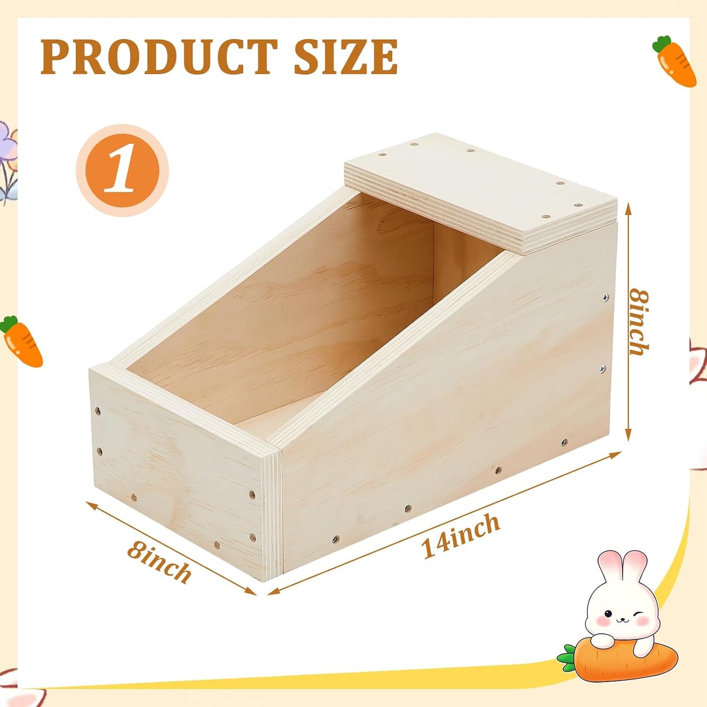Caja madera anidar conejos 14x8x8pulg escondite cría