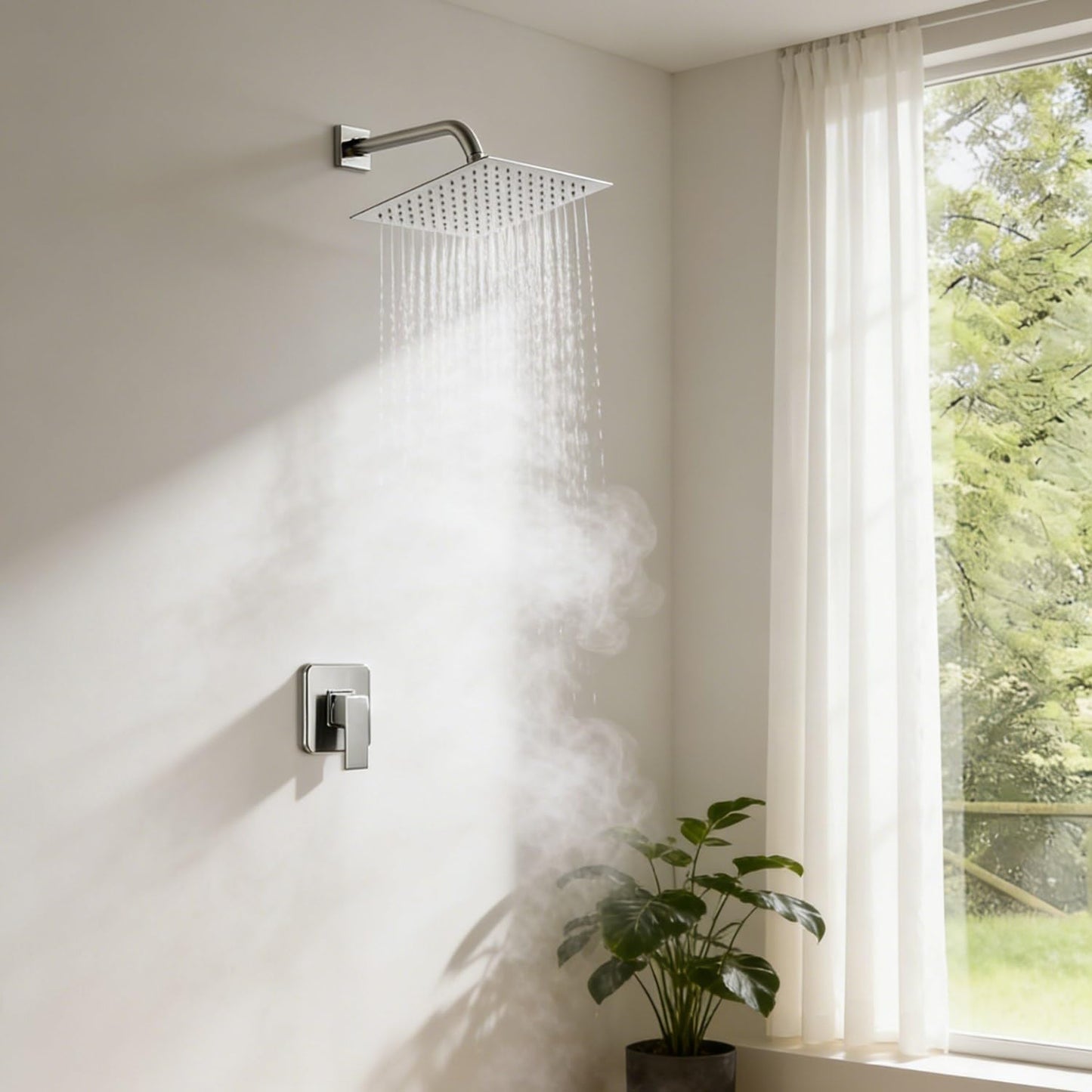 Cabezal ducha lluvia 6pulg acero inox boquilla silicona