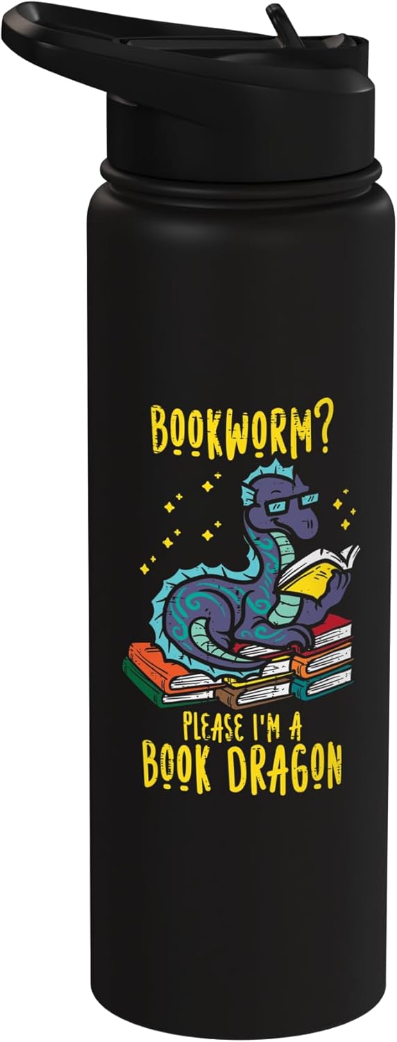 Botella agua acero inox aislada para niños libro dragón