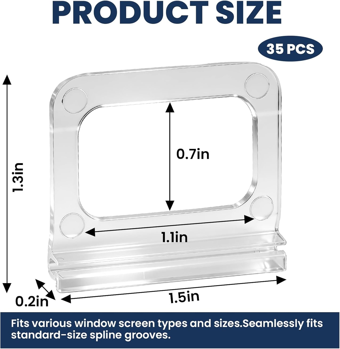 Kit 25 Pzas Pestañas Ventana Plástico Transparente Esmerilado