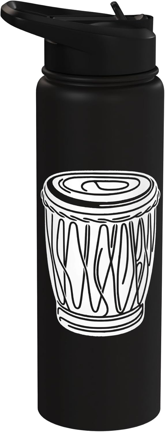 Botella de agua aislada de acero inoxidable Djembe Line Art Musician