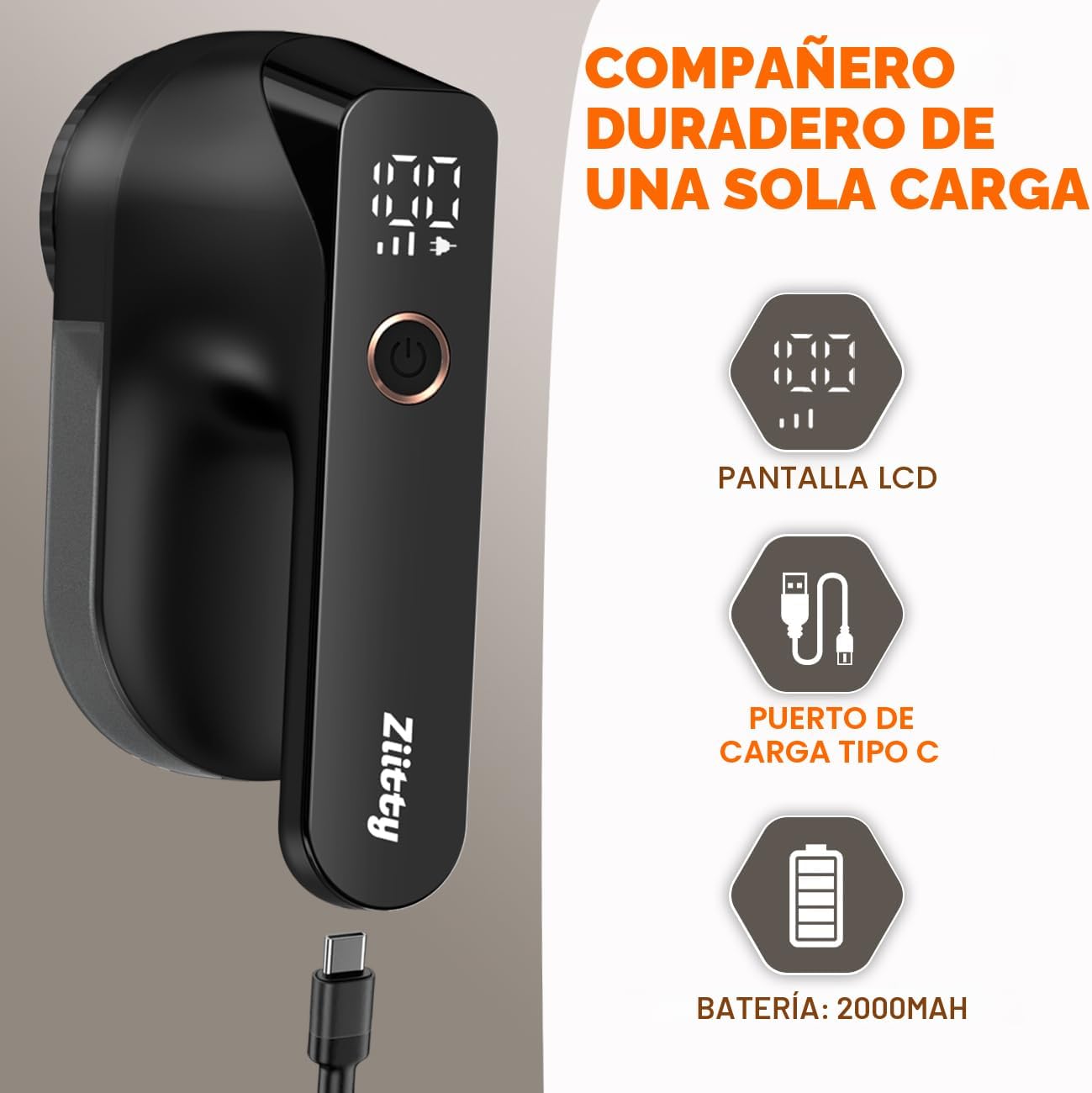 Removedor pelusas ropa 6 cuchillas recargable tipo C
