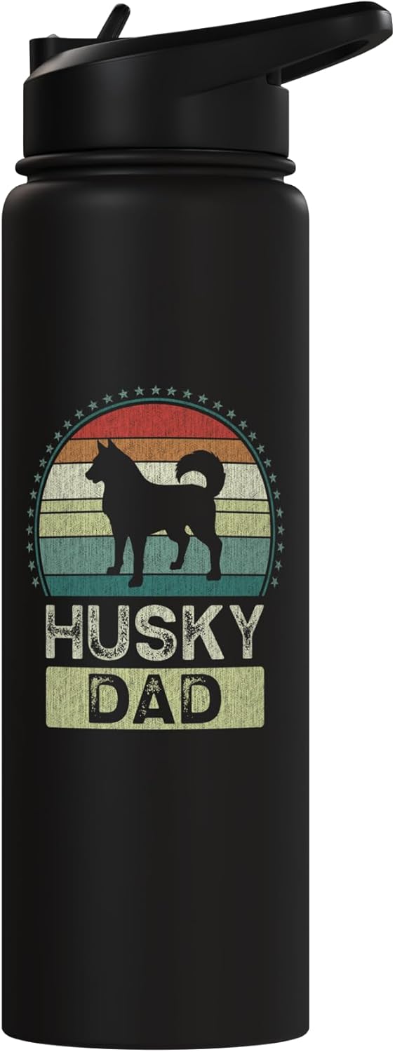 Botella de agua acero inoxidable perro husky padre día del padre