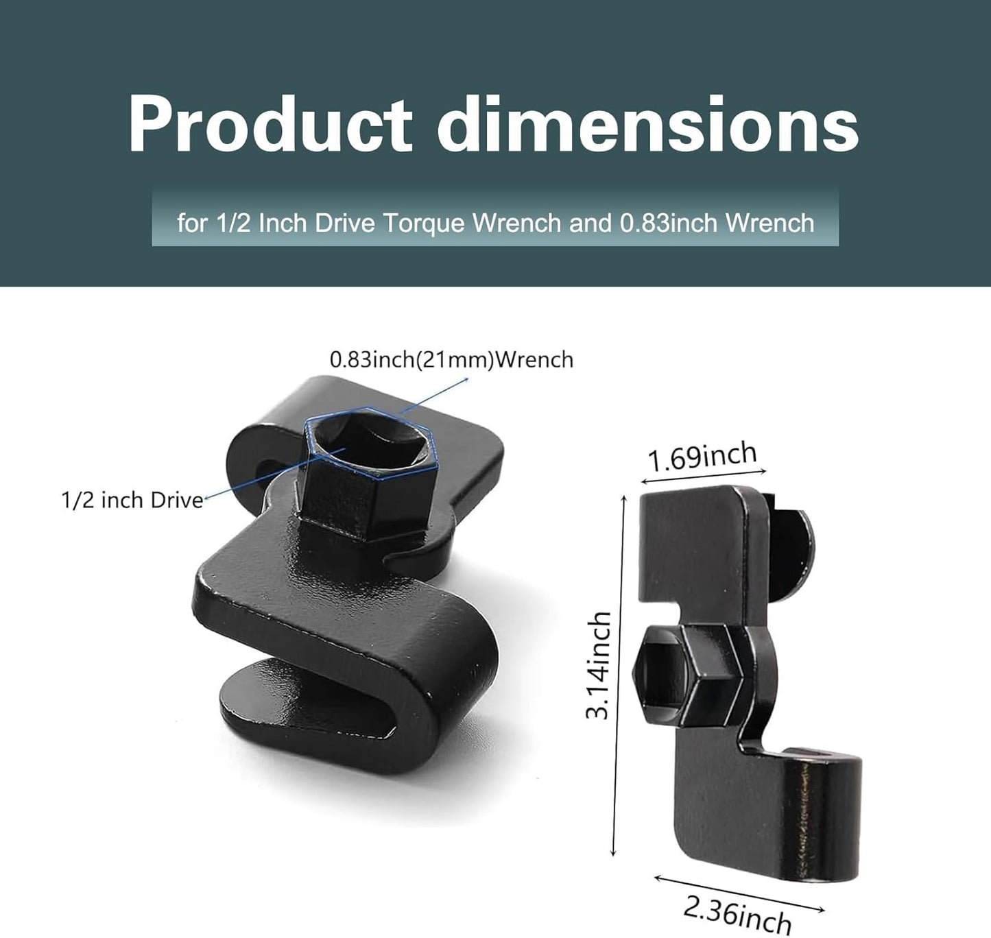 Adaptador extensor llave automóvil 1/2 y 0.83 pulg