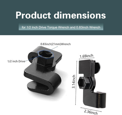Adaptador extensor llave automóvil 1/2 y 0.83 pulg