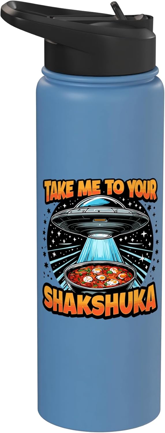 Botella agua acero inox aislada Shakshuka
