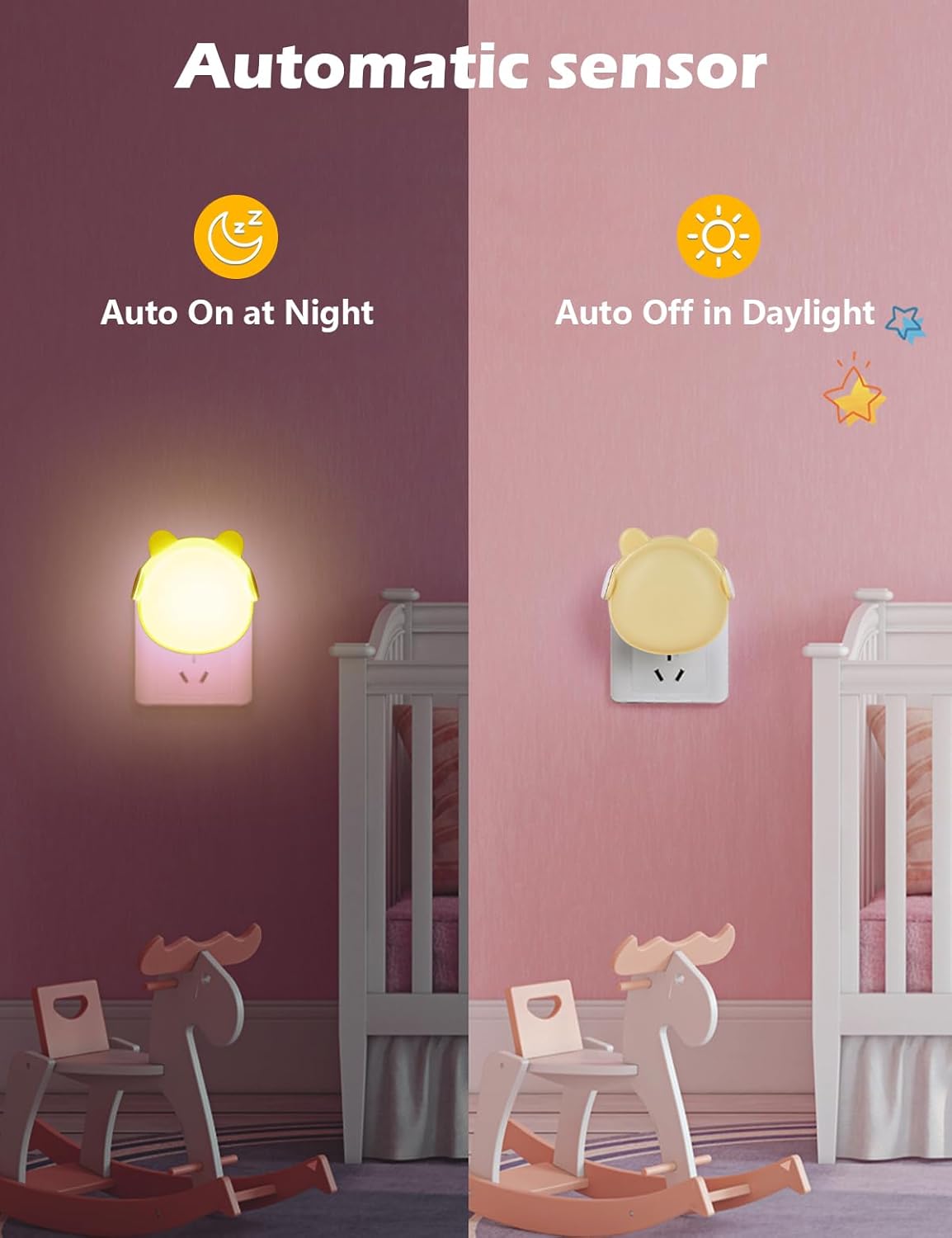 Luces nocturnas enchufables pared pack 2 LED sensor