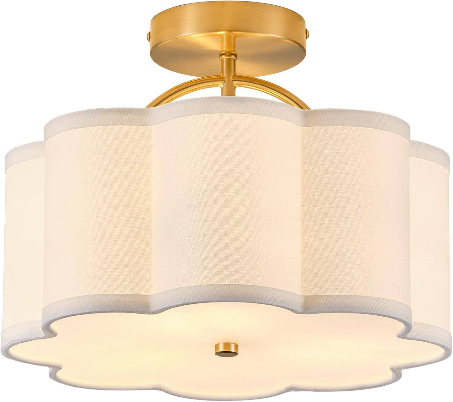 Lámpara techo dorada 13.5pulg 3 luces forma flor dormitorio
