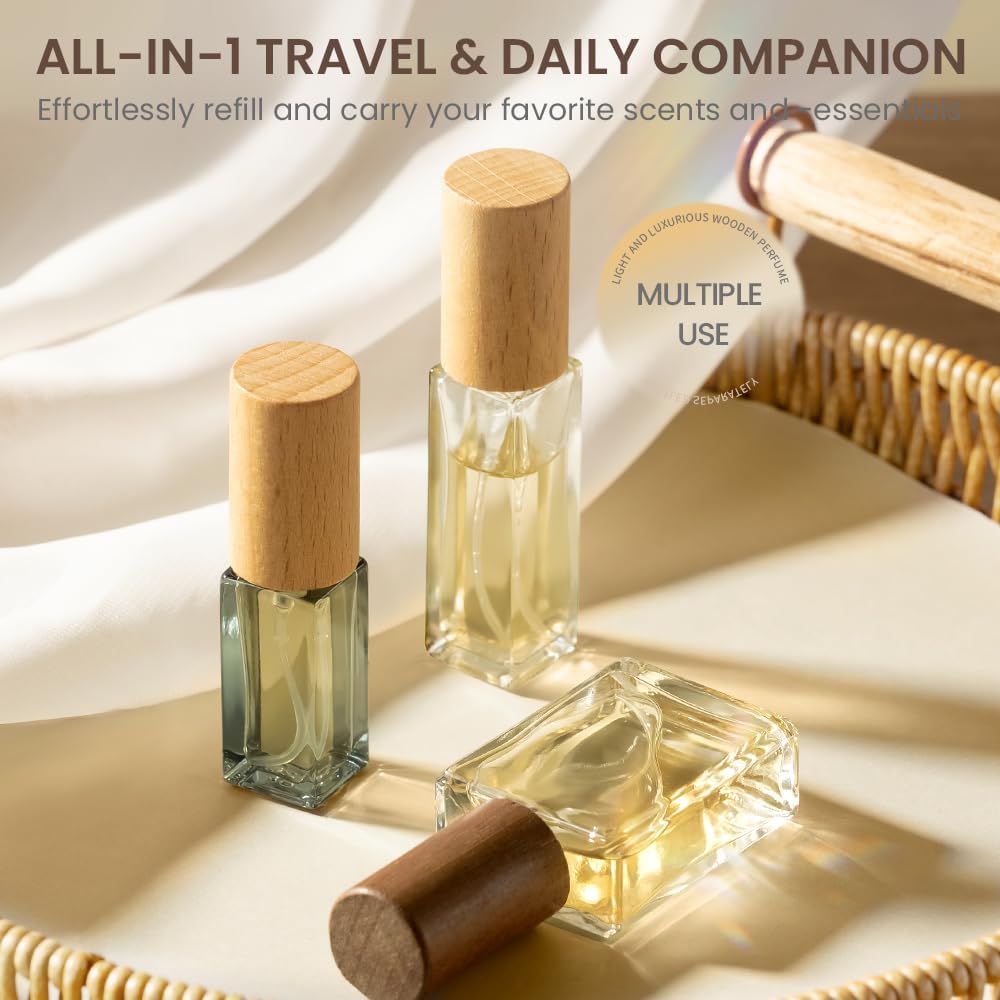 Atomizador perfume vidrio botella viaje recargable 0.5oz nogal