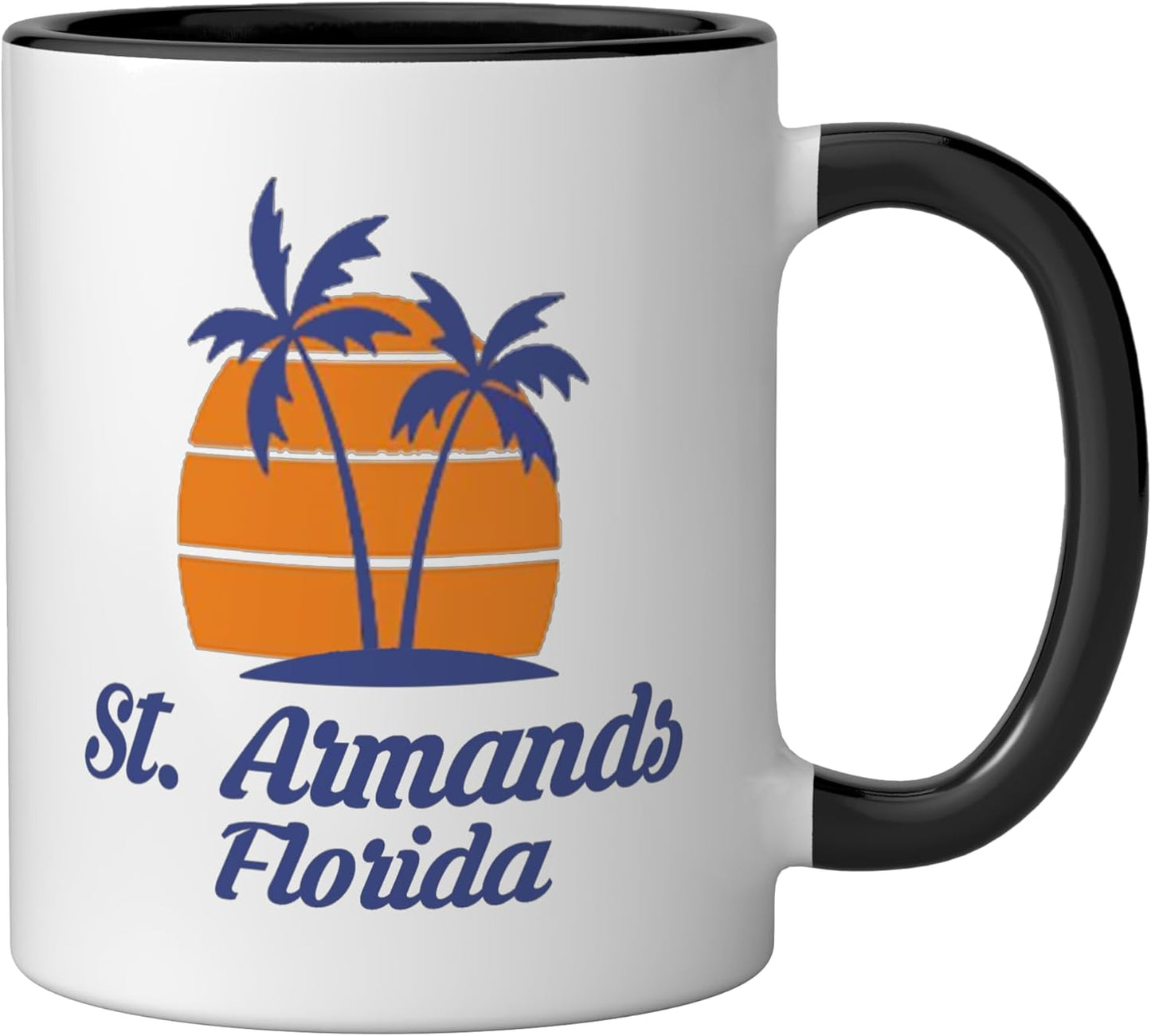 Taza Cerámica Saint St Armands Circle Key FL Negro/Blanco