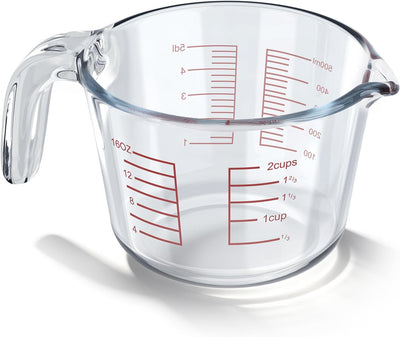 Taza medidora vidrio borosilicato 2 tazas cocina microondas