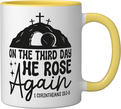 Taza Cerámica Resurrección Corintios 15 3 Amarillo/Blanco