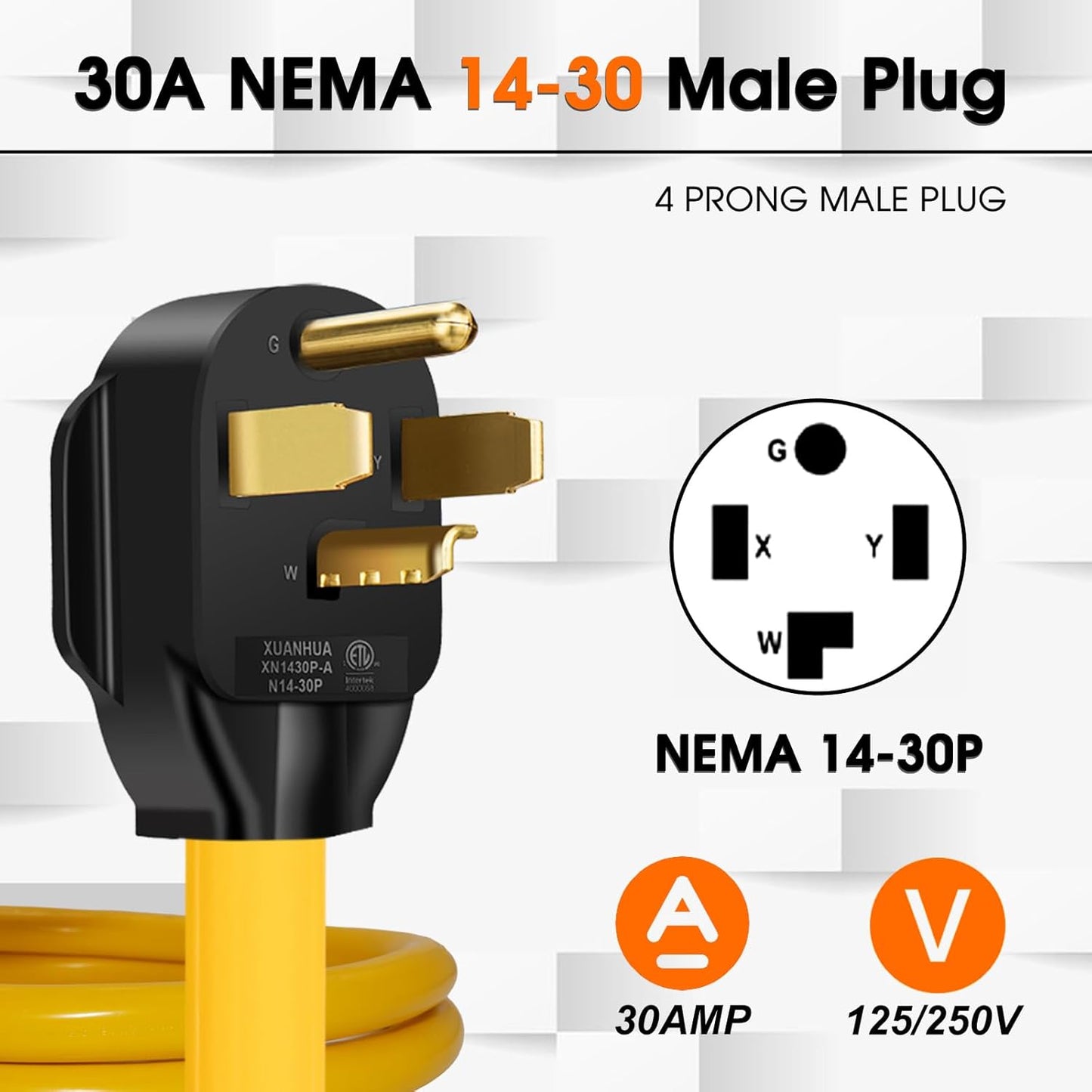 Adaptador 30A a 20A NEMA 14-30P a 5-20R con disyuntor