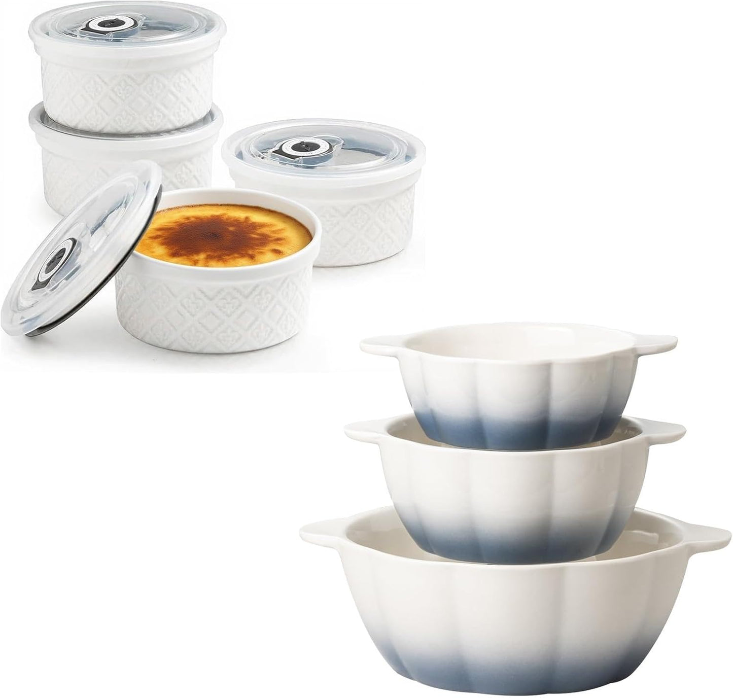 Ramekin horno seguro 12oz con tapa cuenco mezcla 14/24/45oz