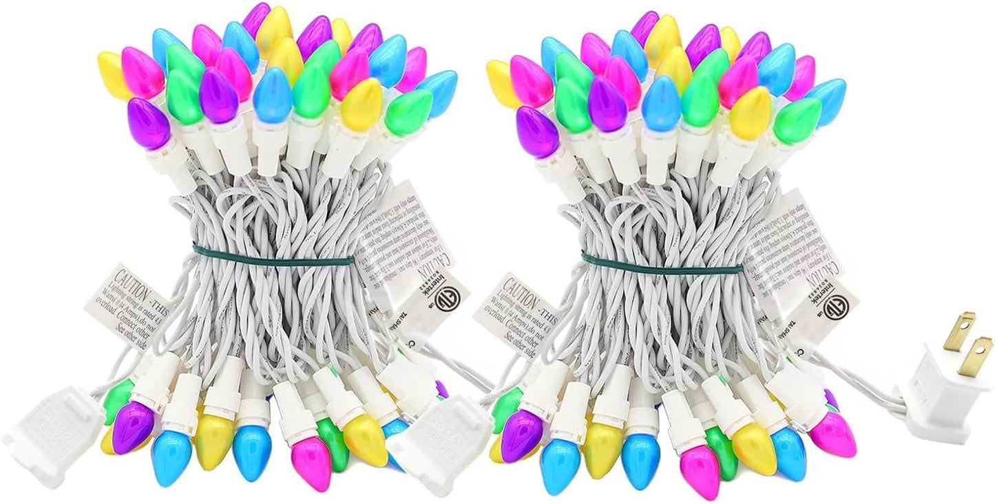 Cadena luces Pascua 13ft 2x50ud multicolor pastel cable blanco