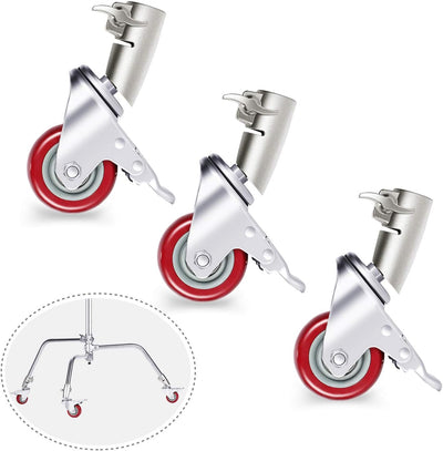 3 Ruedas Giratorias Profesionales 2.953pulg Metal Base Goma Comp C