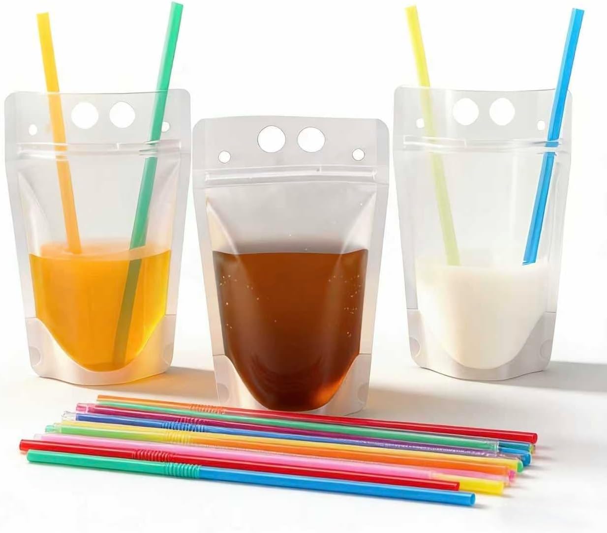 Bolsas de bebida con pajita reutilizables 17 oz para fiestas y cócteles