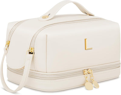 Bolsa maquillaje viaje doble capa con organizador brochas