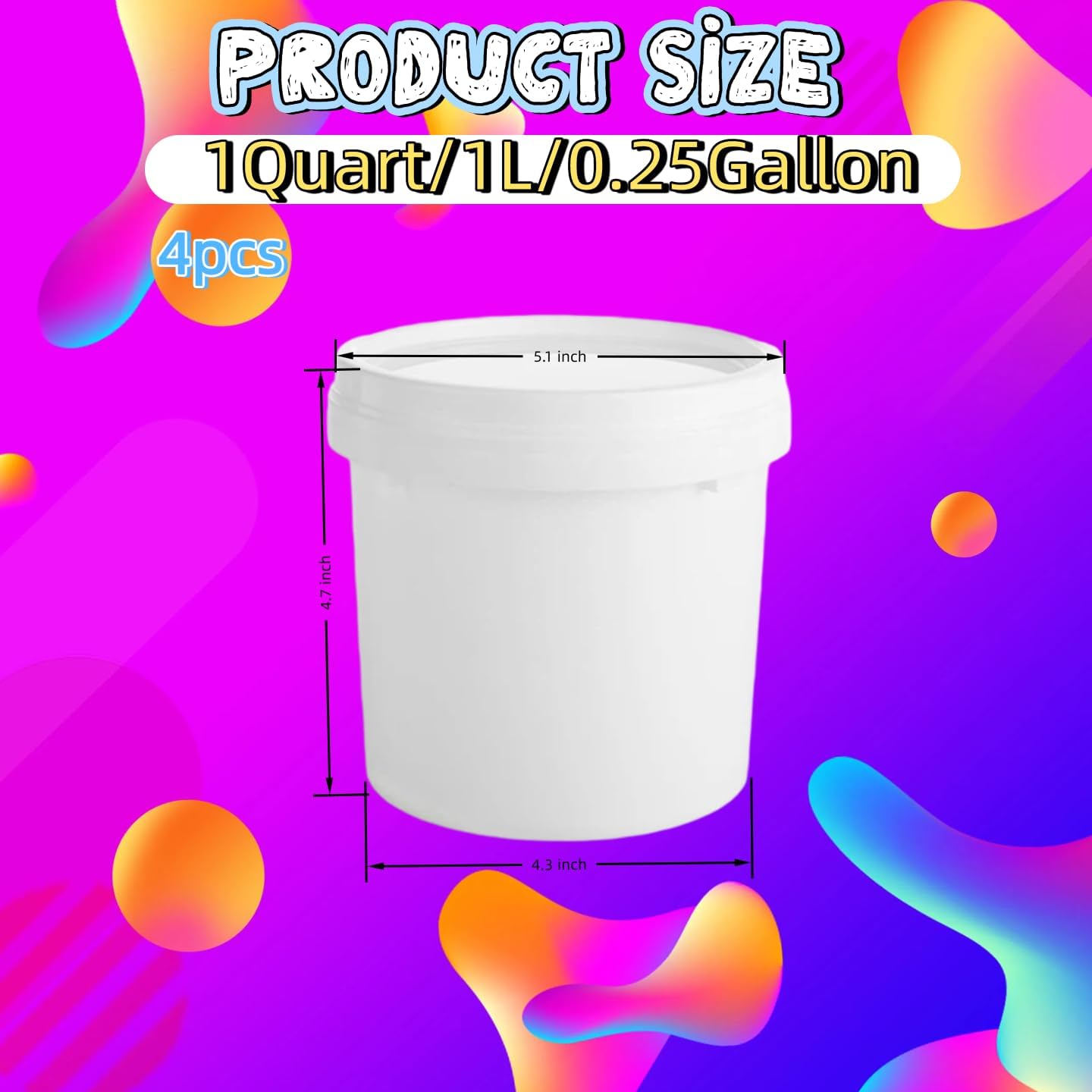4 Cubos Plástico Blanco con Tapa 1L Vacíos Almacenamiento