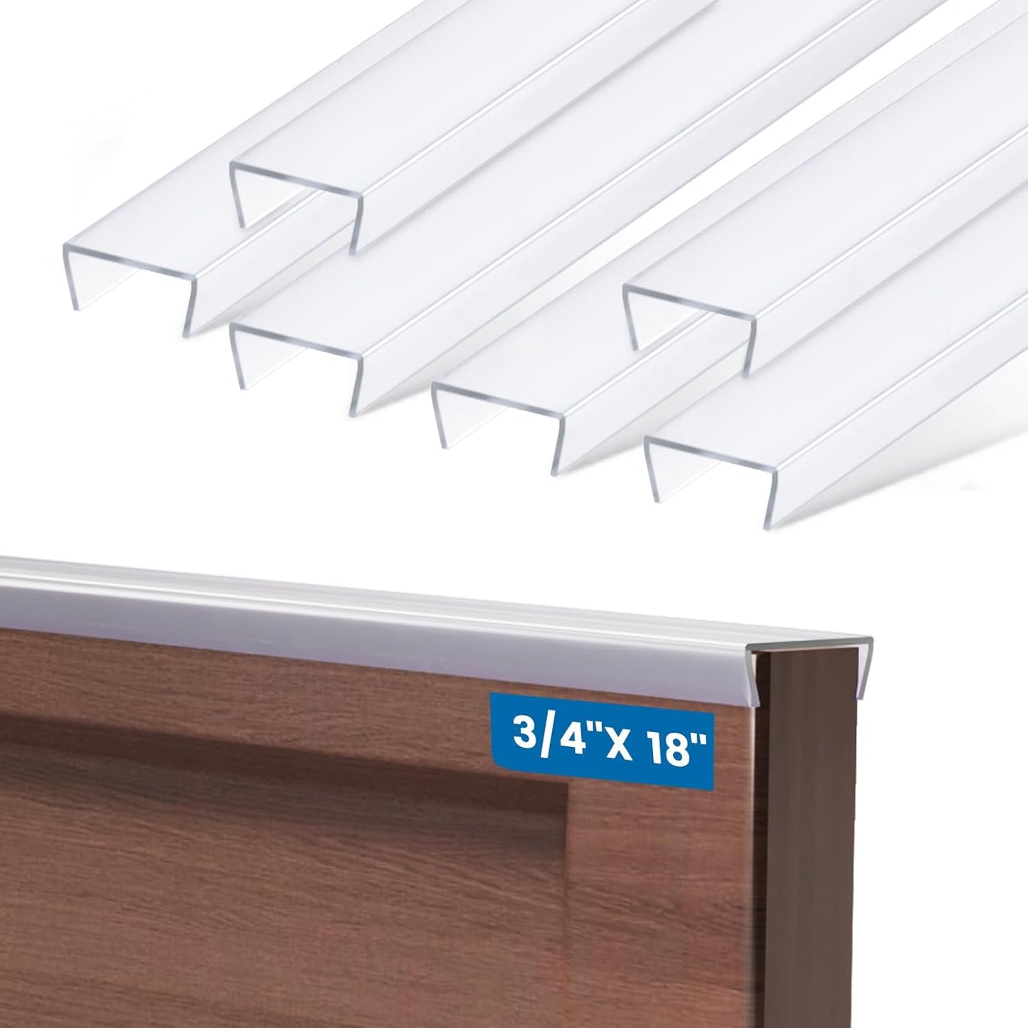 Protector borde gabinete plástico 18pulg 3/4pulg set 6 transparente