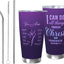 Regalo cristiano para mujer en acero inoxidable morado doble pared 20 oz