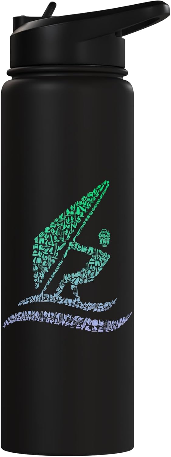 Botella de agua acero inoxidable aislada para windsurfing hombre