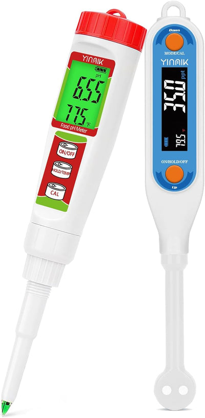 Medidor pH alimentos con solución calibración y probador sal