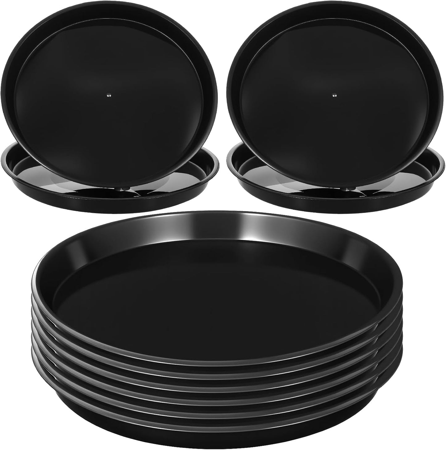20 Platillos Plástico Negro 13.4pulg para Macetas