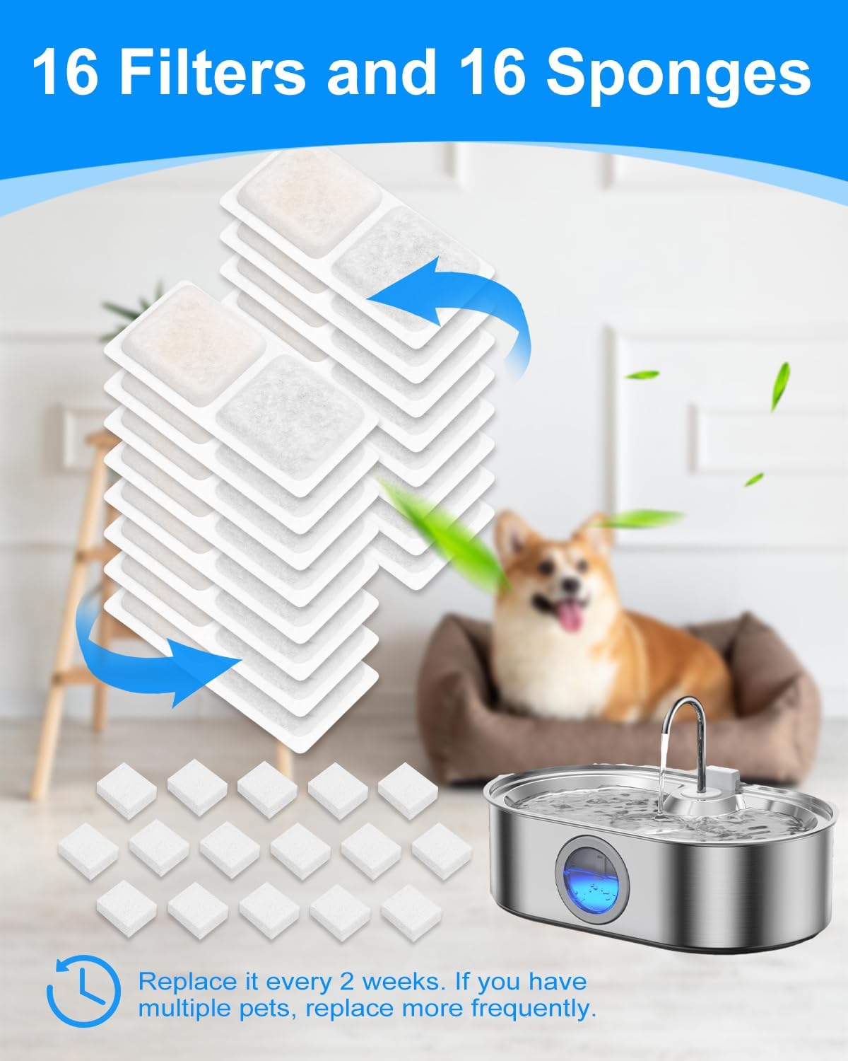 16 Filtros Agua Perros 3.4gal Carbón Activo