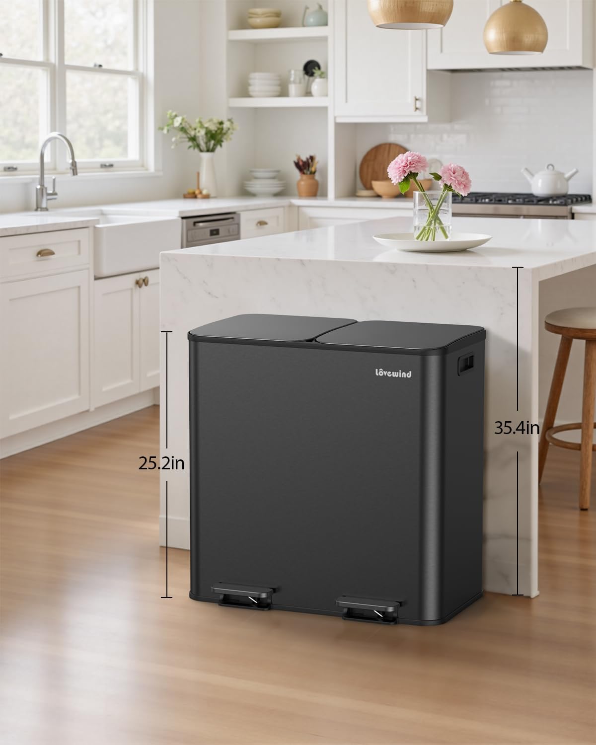 2 Botes Basura 10.5gal Doble Comp. Acero Inox Pedal