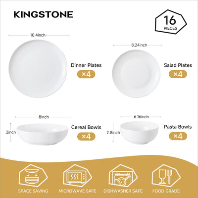 Set 16 Pzas Vajilla Porcelana Hueso Blanco Marfil