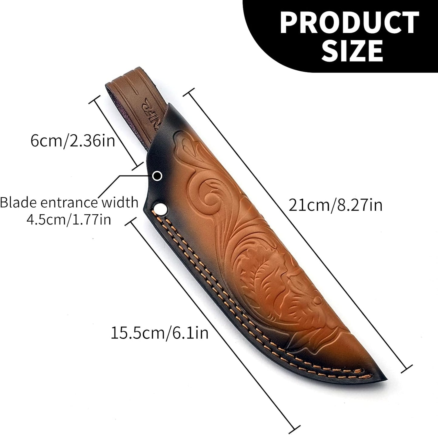 Funda cuero cuchillo fija con lazo cinturón y cierre EDC