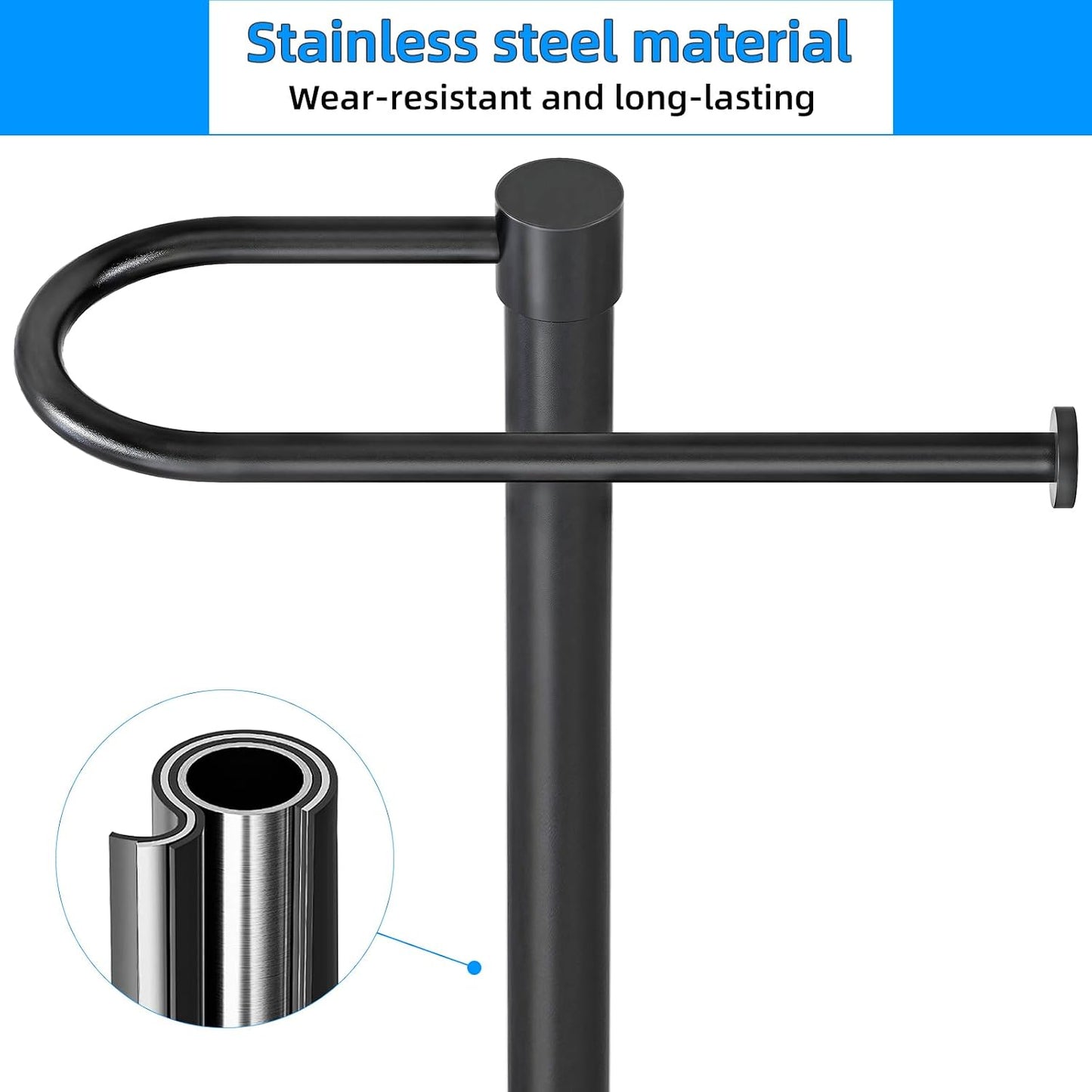 Toallero acero inox base pesada forma C para baño cocina negro mate