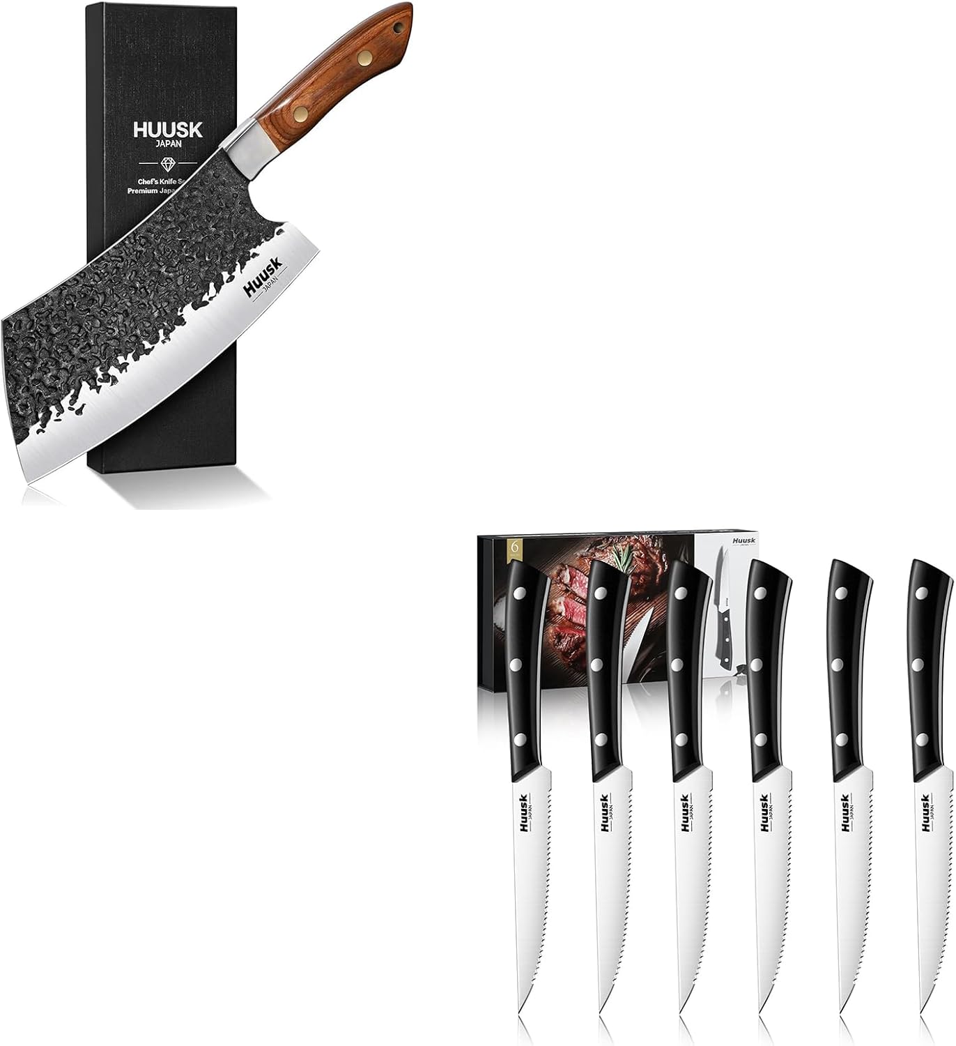 Set 6 Cuchillos Huusk 7 pulg serrados para carne