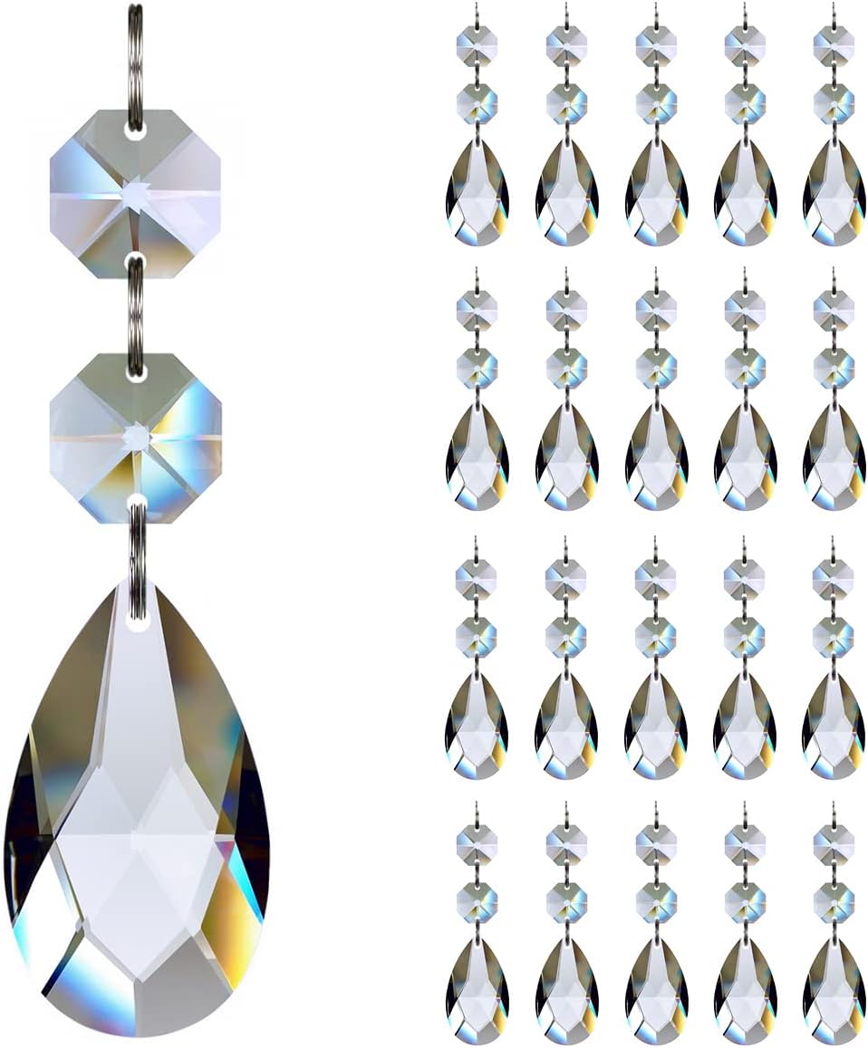 20 Pzas Cristal Lágrima Transparente Colgante Decoración