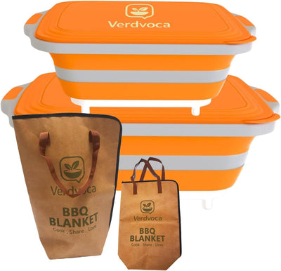 Set Tinas Barbacoa Plegables 30L 16L Manta Carne Aislada 21pulg