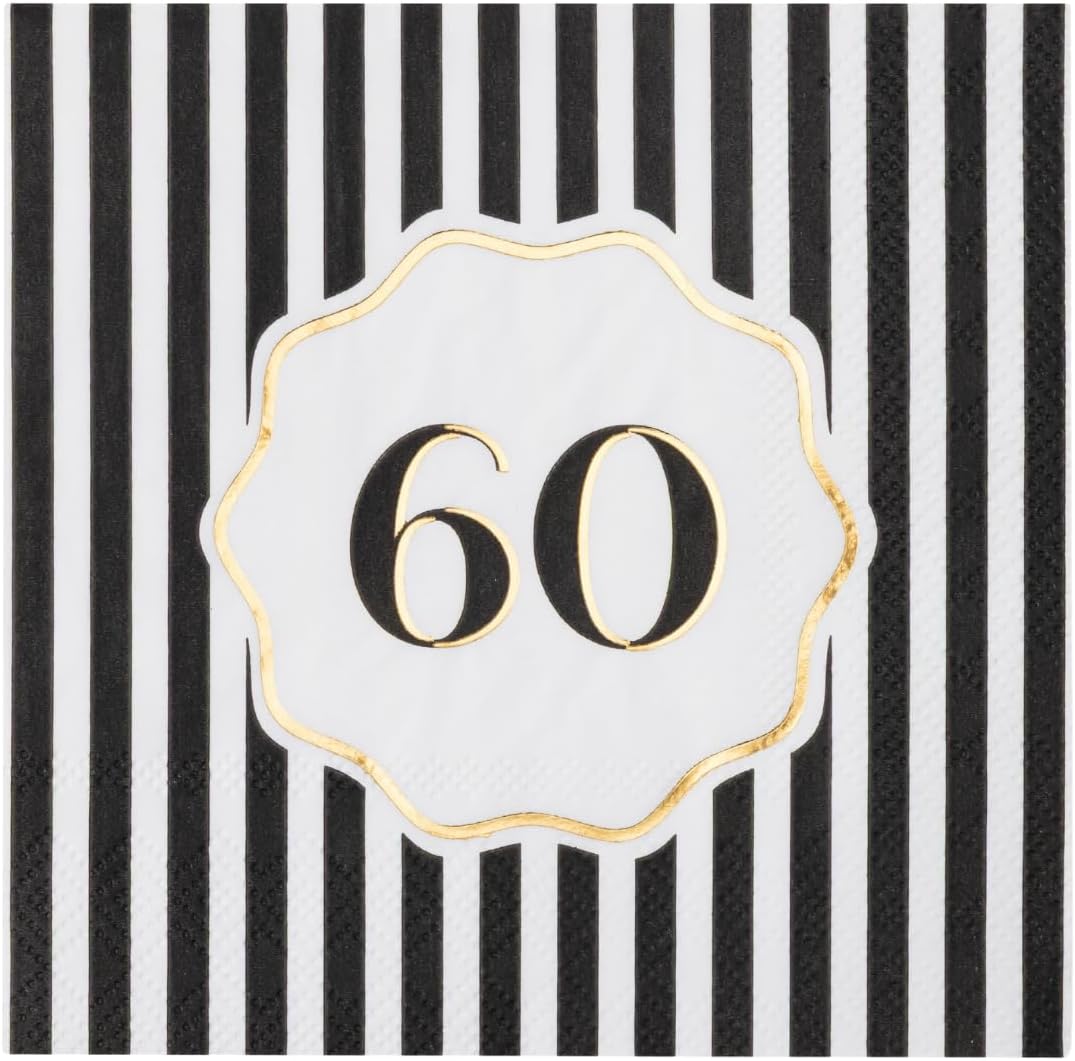Servilletas papel cóctel fiesta 60 años lámina dorada