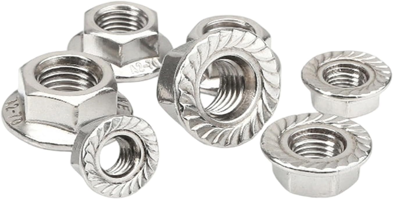10 Tuercas Brida Dentadas Acero Inox 304 18-8 Hexagonales