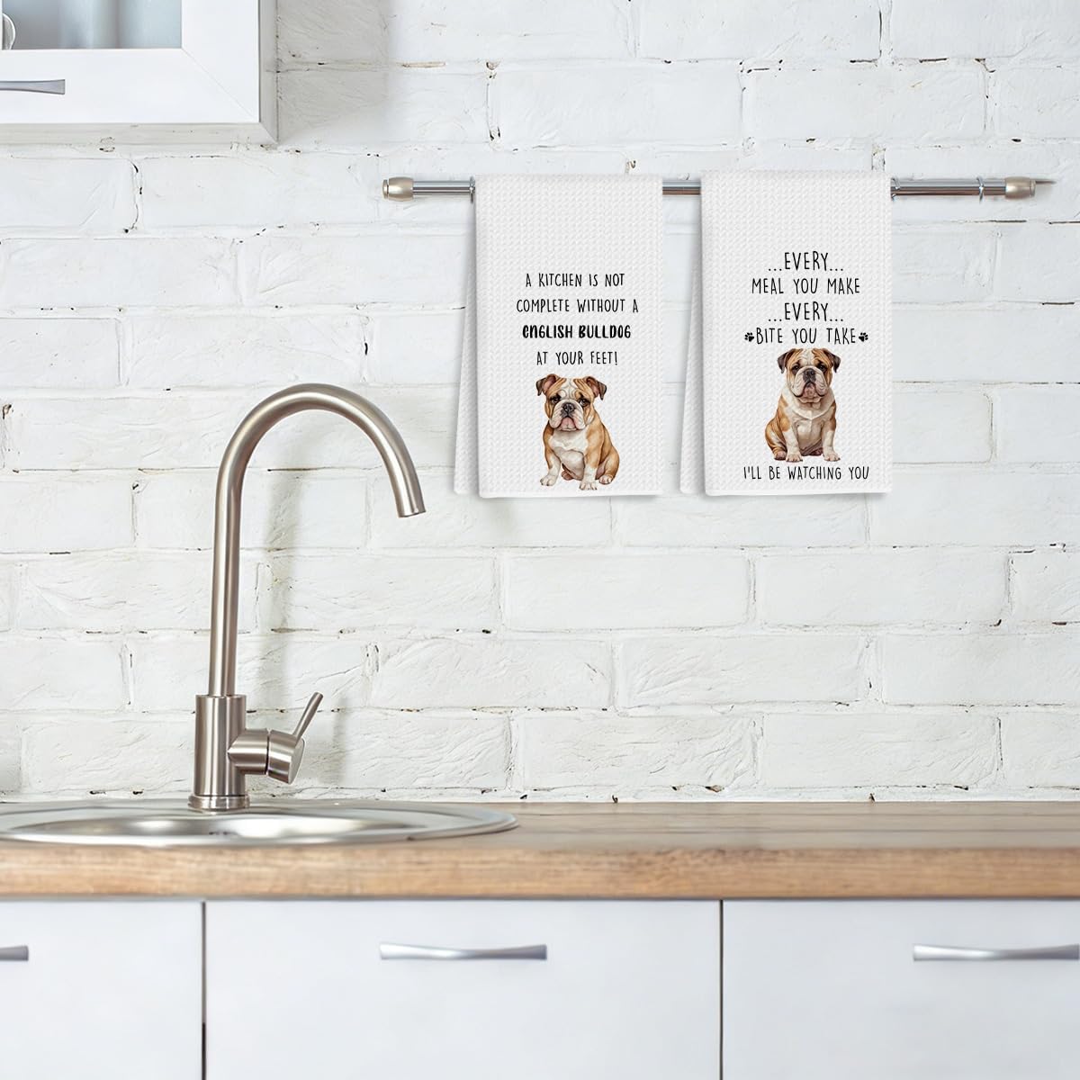 Toallas de cocina de bulldog inglés reutilizables tejido de gofre